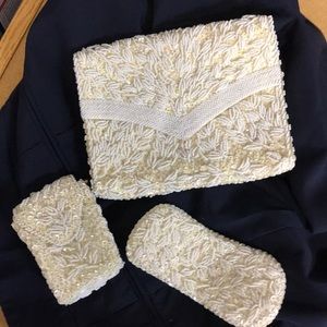 Vintage mother of pearl handbag set